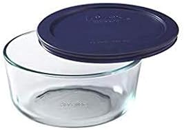 7200 (2-Cup) Glass Bowl With Dark Blue Lid (6 Pack) - Made in USA