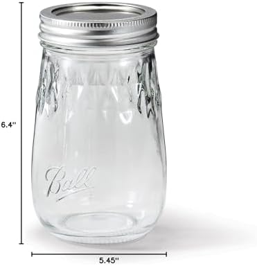 Glass Flute Mason Jar, Regular Mouth, Pint Size, 16 OZ (Pack of 8)