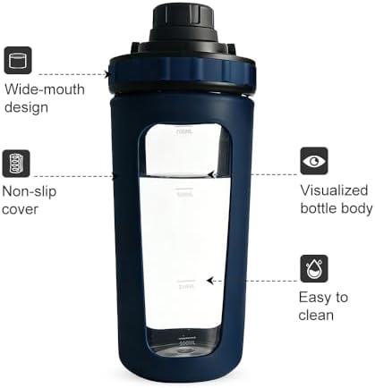 BYLWORKOUT 26 oz Glass Shaker Bottle with Silicone Sleeve and Mixing Ball - Image 6