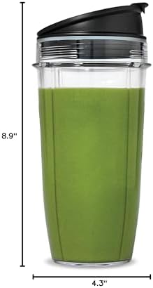 Nutri Ninja 24-Ounce BPA-Free Tritan Cup with Spout Lid, 2-Pack, XSK2424, Compatable with: BL45x/BL48x/BL49x/BL64x/BL68x/BN4xx/BN75x/BN8xx/BR6xx/ SS1xx/SS15x/SS3xx/SS4xx/CB1xx/CB3xx/CB4xx/TB3xx/TB4xx