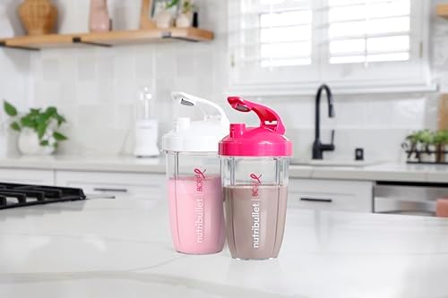 nutribullet® 24 oz To-Go Cups and colored flip-top lids (Pink/White) - Image 7