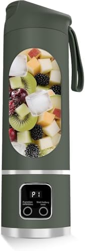 Portable Rechargeable Blender, USB Mini Personal Juicer for Smoothies and Shakes, 450ML (1, Green, 15.2 FL oz) by Unknown
