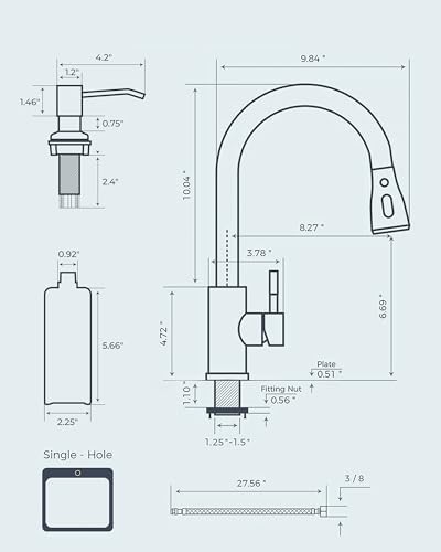 Kitchen Faucet with Soap Dispenser, Single Handle, Brushed Nickel
