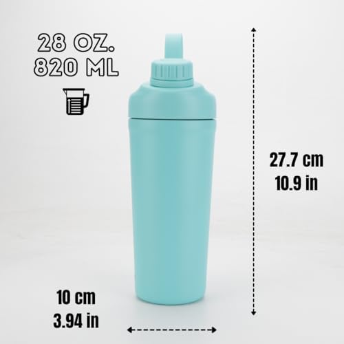 Ozizo 2 Pack Stainless Steel Insulated Protein Shaker Bottle, 28oz Leak Proof Shaker Cup for Protein Mixes with Wire Whisk Ball, Black and Blue - Image 7