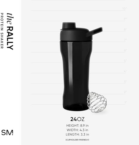 Simple Modern Rally Plastic Protein Shaker Bottle with Ball | 24oz Leakproof Cup for Protein Shakes, Mixes, Electrolytes, Pre Workout | Midnight Black - Image 5