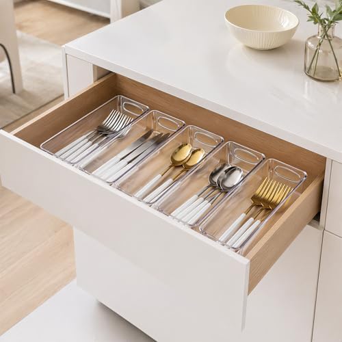 5 Pack Clear Plastic Pantry Organizers and Storage with Handles