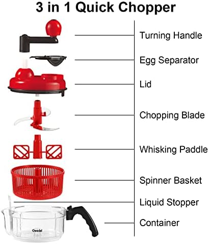 Large Food Chopper Vegetable Chopper, Manual Food Processor, 3 Cups