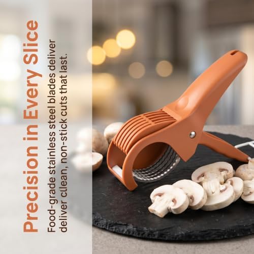 Manual Food Slicer, Stainless Steel Kitchen Cutter Ideal for eggs, strawberries, kiwis, and mushrooms Effortless press-and-slice design Space-saving hanging hook (Red) - Image 7