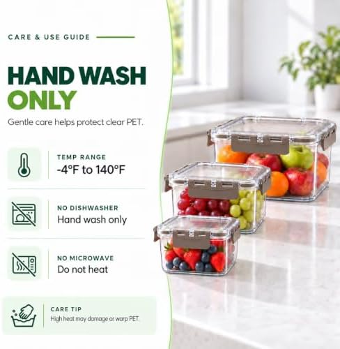 3Pcs Rectangular Airtight Fruit Storage Containers for Fridge