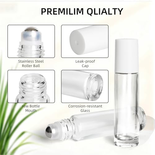 10ml Glass Essential Oil Roller Bottle, 24PCS Clear Essential Oil Roller Bottles with Stainless Steel Rollers - Refillable, Leak-Proof Design, Suitable for Travel and DIY Skincare Products. - Image 7