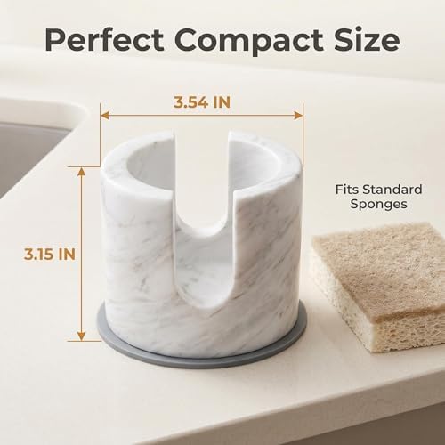 Natural Marble Sponge Holder, Stone Kitchen Sink Sponge Rack