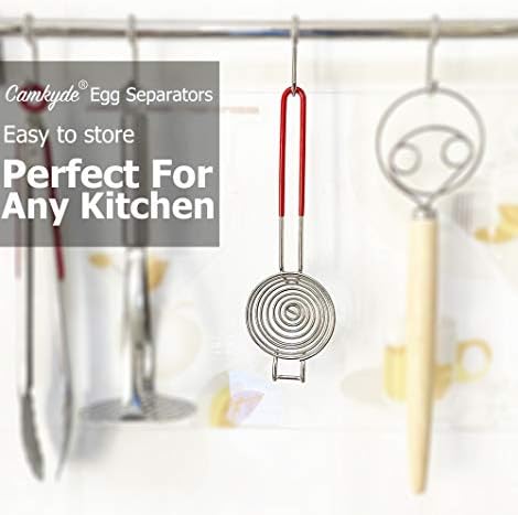 CAMKYDE Egg Separator Food Grade Stainless Steel Egg Yolk White Separation Tool, Set of 2 (Red) - Image 6