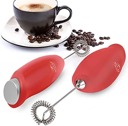 Zulay Kitchen Premium One-Touch Milk Frother for Coffee - Easy-Use Frother Handheld Foam Maker - Electric Whisk Drink Mixer for Cappuccino, Frappe, Matcha and Hot Chocolate (Cardinal Red) - Image 6