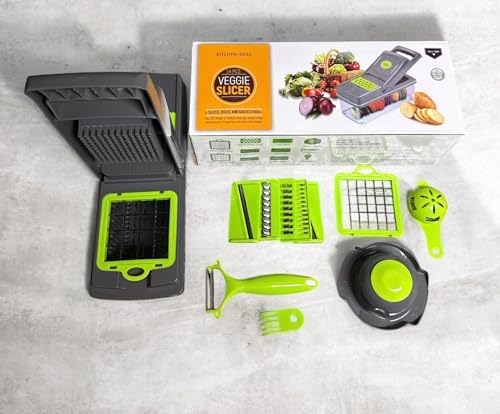 Vegetable Chopper, Pro Onion Chopper, 14 in 1Multifunctional Food Chopper, Kitchen Vegetable Slicer Dicer Cutter,Veggie Chopper With 8 Blades,Carrot and Garlic With Container (Gray) (Gray) - Image 4