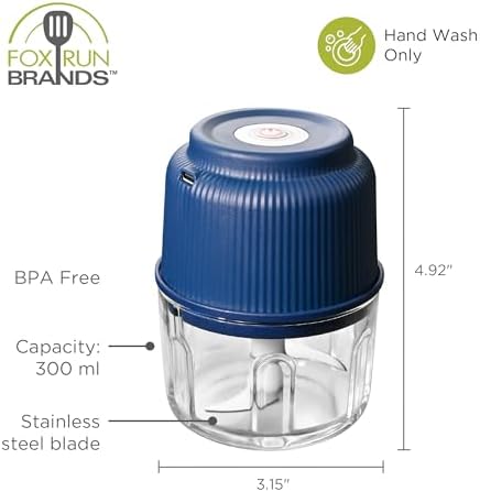 Fox Run Mini Food Processor, 1.25 Cup Capacity Electric Garlic & Vegetable Chopper - Image 6