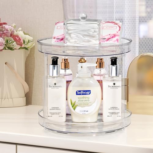 Lazy Susan Organizer, Clear Turntable Organizer (2 Tiered)