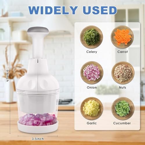 Pamperεd Chef Food Chopper, Vegetable Chopper, Onion Chopper, Garlic Chopper, Manual Hand Chopper For Vegetables Salads Onion Ginger Carrot Garlic Fruit Nuts, Dishwasher-safe, White, Easy to Clean - Image 6