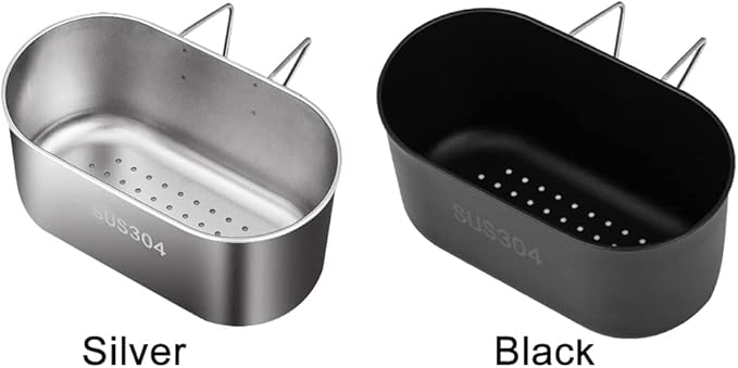 SYCOOVEN Stainless Steel Sink Drain Strainer Basket, Multifunctional Hanging Sink Strainer Colander Drain Basket Kitchen Sink Food Waste Filter and Wash Vegetables Fruits(Black)