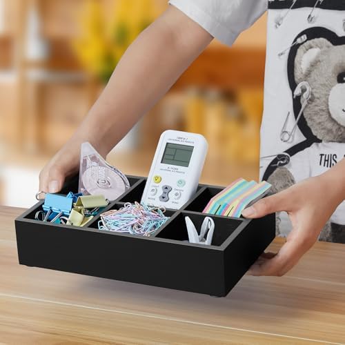 Tea Bag Organizer, Tea Bag Drawer Organizer, Wooden Tea Bag Holder, Tea Chest with 6 Compartments, Tea Organizer Storage Box, Tea Caddy for Tea Bags Organizer, Black