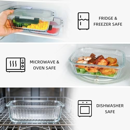10 Pack Glass Meal Prep Containers, Food Storage Container Set - Grey