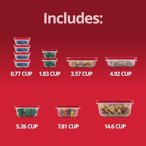 EasyStore Rectangle and Square Containers, 22-Piece Set, Food Storage Containers with Lids