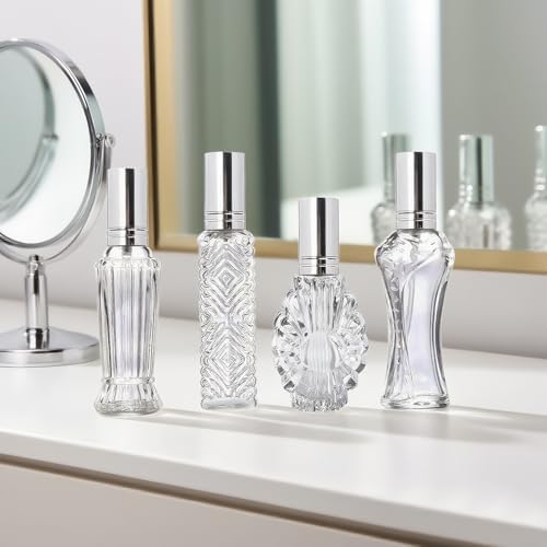 4 Pcs Vintage Glass Refillable Perfume Bottles Empty Spray Set - Image 6