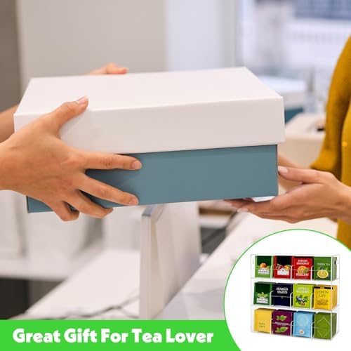 Acrylic Tea Bag Organizer for 216 Tea Packets, No Assembly Required, Display Holder for Countertop, Vertical Tea Bag Caddy for Cabinet, Tea bar Accessories, Teabags Storage Containers