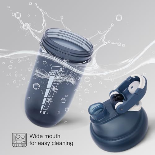 20 oz protein shaker bottle, TRITAN Plastic, BPA/BPS Free Whey Protein Drink Cups for Pre-Workout and Gym, Blender Shaker for Blending Protein Shakes, Overnight Oats and Smoothies(blue) - Image 6