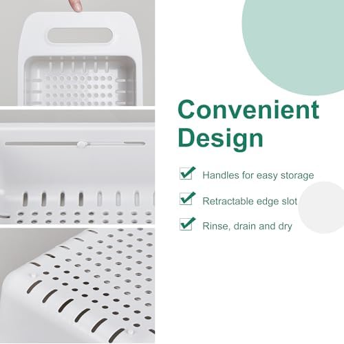 Expandable Over the Sink Colander Strainer Basket, Kitchen Strainers and Colanders for Washing Vegetables and Fruits, Draining Cooked Pasta, Drying Dishes, Gray