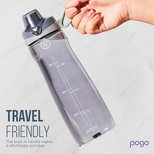 Pogo BPA-Free Tritan Plastic Water Bottle with Chug Lid, 40 Oz, Grey - Image 6