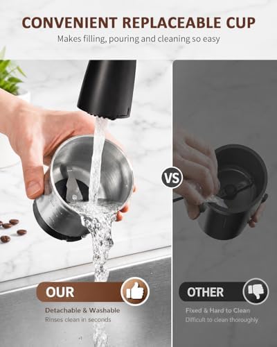 SHARDOR Electric Super Silent Blade Coffee Grinder, Timed Grind Control Rotary Knob, Adjustable Coarse to Fine for Coffee Beans, Spices & Herbs, with 2 Removable Stainless Steel Bowls, Coffee - Image 6