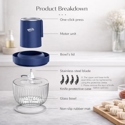 Kitchen Food Processor, Electric Food Chopper with 8 Cup Glass Bowl - Image 6
