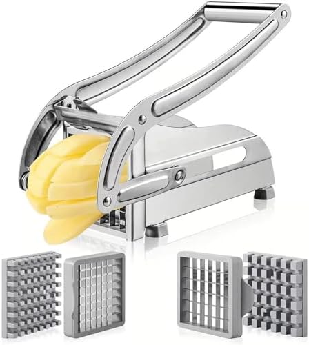 French Fry Cutter - Professional Stainless Steel Chopper, Potato Fry Slicer with Heavy Duty Lever, Kitchen Cooking Vegetable Maker, Cucumbers Fruit Onion Dicer for Crispy Homemade Snacks - Image 7