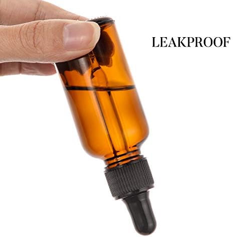 AOZITA 12 Pack, 2 oz Glass Dropper Bottle with 3 Stainless Steel Funnels & 1 Long Glass Dropper - 60ml Amber Tincture Bottles with Eye Droppers for Essential Oils, Liquids - Leakproof Travel Bottle - Image 6