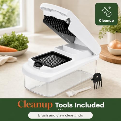 Vegetable Chopper, 15-in-1 Food Chopper with Container, Mandoline Slicer Dicer, Onion Chopper, Vegetable Cutter with Interchangeable Blades, Kitchen Gadget for Meal Prep, Fruits Veggies - Image 6