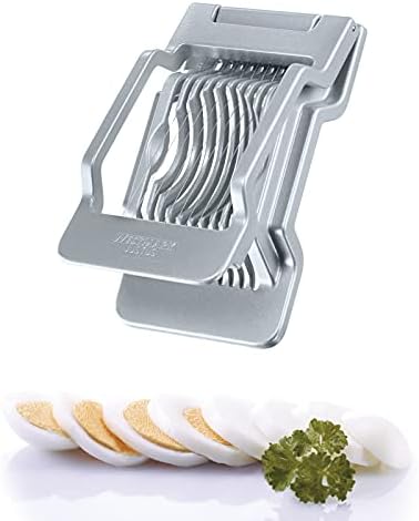 Westmark Egg Slicer Justus for Hard Boiled Eggs with Individually Tensioned Stainless Steel Wire Cutters, German Heavy Duty Aluminium Slicer for Round & Oval Eggs, Dishwasher Safe, Grey - Image 6