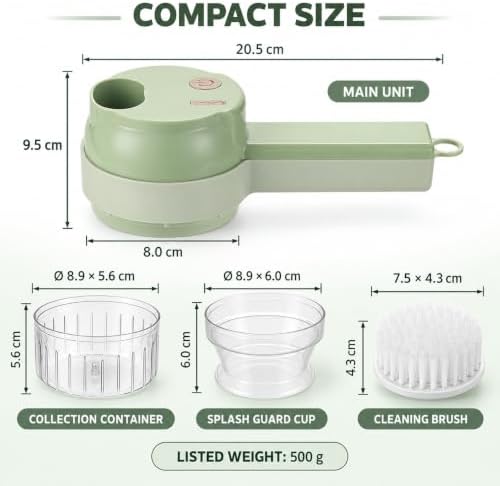 4 in 1 Handheld Electric Vegetable Cutter, Food Chopper with Container (Green) - Image 7