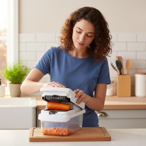 15-in-1 Vegetable Chopper and Mandoline Slicer Set with Container - Multifunctional Vegetable Cutter and Chopper with Dicer Blades, Egg Separator & Spiralizer - Image 5
