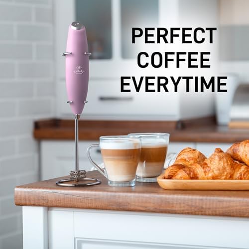 Zulay Kitchen Milk Frother Handheld Electric Whisk, Drink Mixer Wand, Rose - Image 6