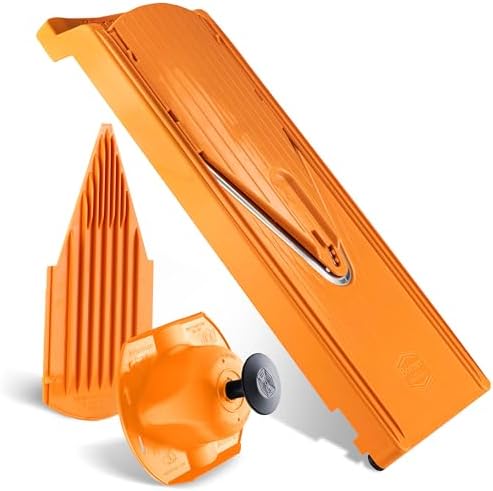 Börner Mandoline Slicer V3 (Basic Set) • V-Slicer for Vegetables & Fruits • Adjustable Kitchen Slicer • 3 Thickness Settings • With Rubber Feet & Stainless Steel V-Blade • Color: Orange - Image 7