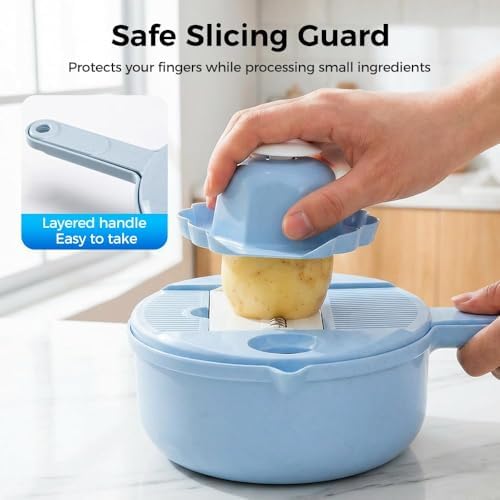 Vegetable Chopper, 2026 Upgraded 12 in 1 Multifunctional Food Chopper with Container, Vegetable Cutter for Onion, Tomato, Salad, Kitchen Gadgets Accessories (blue) - Image 6