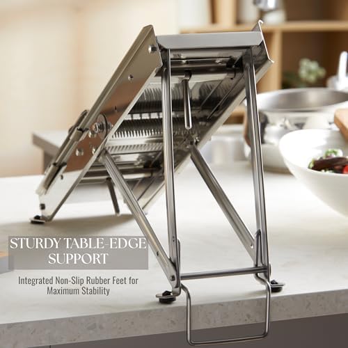 ICO Bron Coucke Professional Mandoline Slicer by Tellier – Heavy Duty Stainless Steel Mandoline Slicer for Kitchen – Adjustable Straight, Julienne, & Waffle Blades (Pusher Not Included) - Image 4