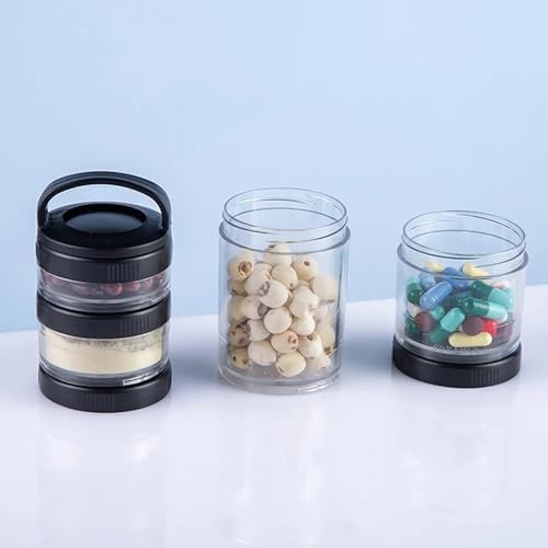 2PCS Stackable Snack Container and Protein Powder Shaker Cup, Portable Keychain with Twist Lock System, Leak-proof for School, Travel, Workout Fitness (Black, Green) Small size - Image 6