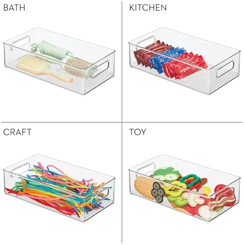 Stackable Fridge Bin, Clear, Set of 2
