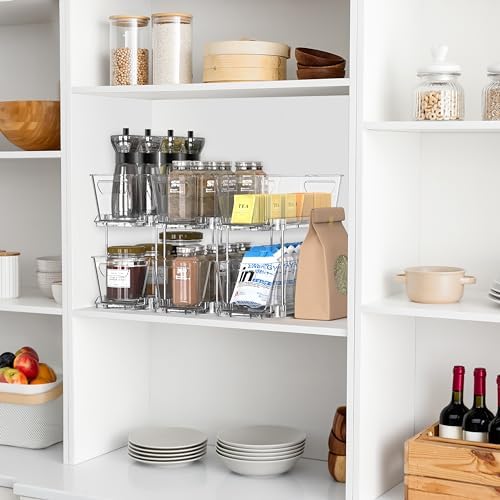 2 Tier Narrow Drawer Cabinet Pull-Out Organizer, Clear