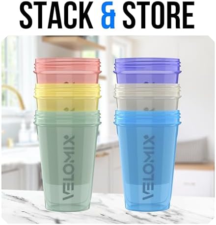 VELOMIX 6 Pack 20oz Shaker Cups for Protein Shakes, Pastel Shades - Image 6