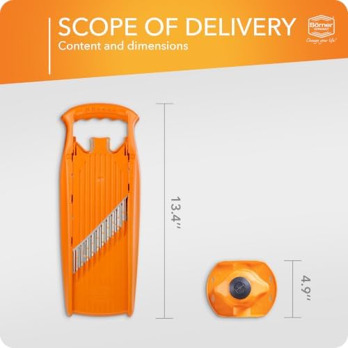 Börner by Reston Lloyd Wave-Waffle Power Line • Crinkle Cut/Spirelli Vegetable Slicer & Food Safety Holder • Slicer for Wave Waffle Cut Style • Multiple Thickness Options • Made in Germany, Orange - Image 6