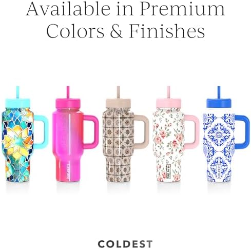 Coldest Tumbler with Handle & Coffee Lid - 100% Spill Proof Tumbler (3 Lids) - Stainless Steel Insulated Leakproof Tumblers for Women & Men - Cup Holder Friendly - 24 oz (The Persian) - Image 6