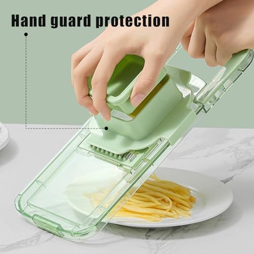 2024 New Multifunctional Food Grater, Six Cutting Tools Round Vegetable Chopper, Chopper Vegetable Cutter, Food Chopper With Container, Vegetable Chopper With Container (1Cutter+6Blades+Drain Basket) - Image 7