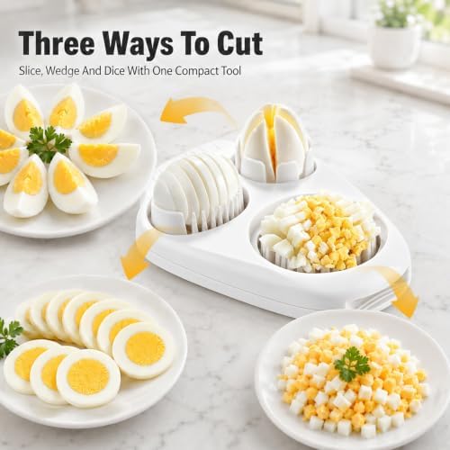 Egg Slicer for Hard Boiled Eggs, 3-in-1 Stainless Steel Egg Cutter - Image 6